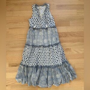 Cleobella Blue and White Block Print Maxi Dress Size XS